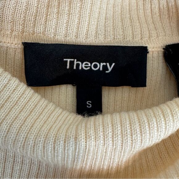 Theory Ivory Merino Wool Sleeveless Ribbed Sweater S - Picture 3 of 8